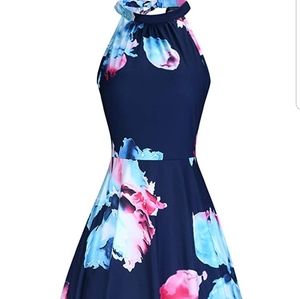 Floral high neck dress - S